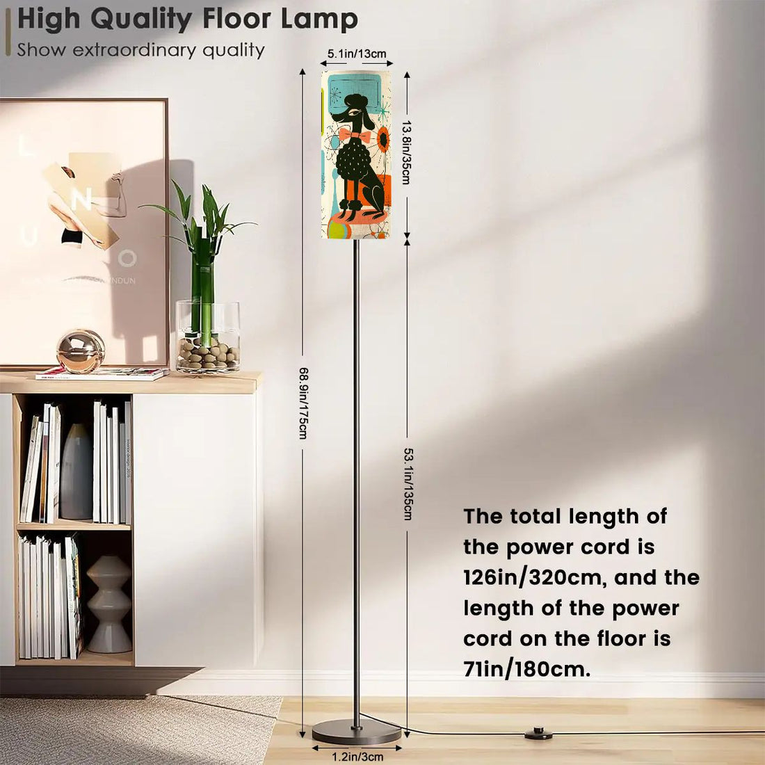 Kate McEnroe New York Poodle Mid Century Modern Floor Lamp, Retro 50s MCM Standing LightFloor LampsS3ZEYxMjhb