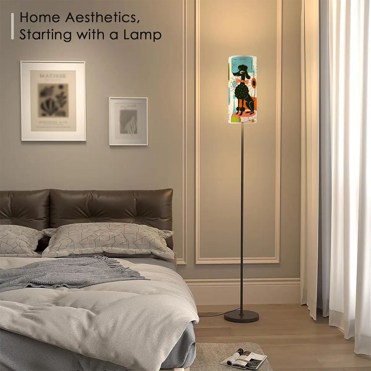 Kate McEnroe New York Poodle Mid Century Modern Floor Lamp, Retro 50s MCM Standing LightFloor LampsS3ZEYxMjhb