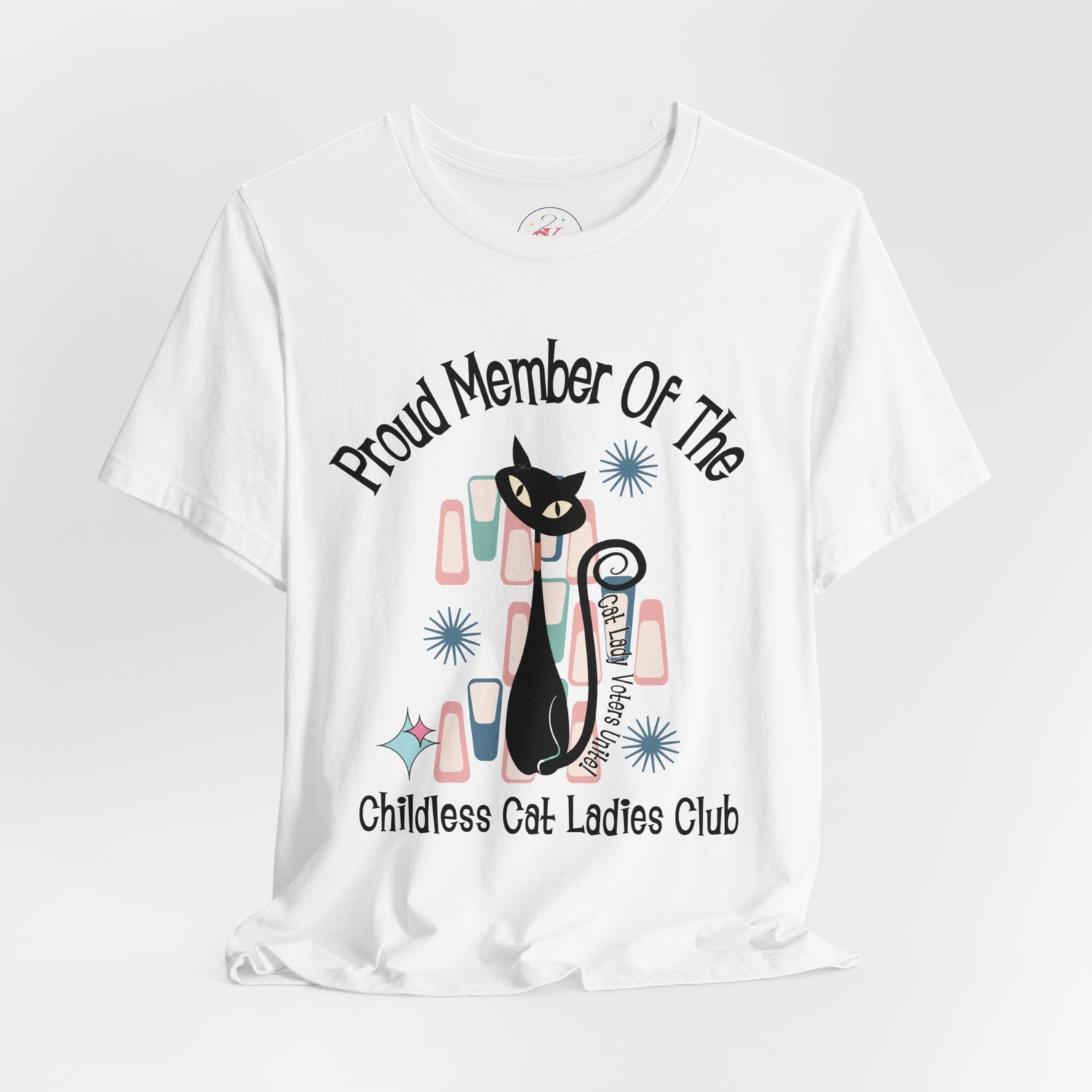 Kate McEnroe New York Proud Member of the Childless Cat Ladies Club T - Shirt, Atomic Kitschy Cat Retro TeeT - Shirts33153699990793083389