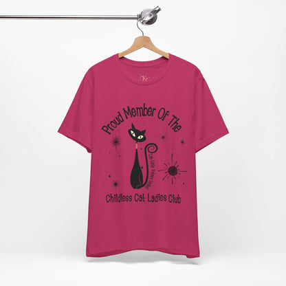 Kate McEnroe New York Proud Member of the Childless Cat Ladies Club T - Shirt, Retro Atomic Kitschy Cat TeeT - Shirt30299128486134139416