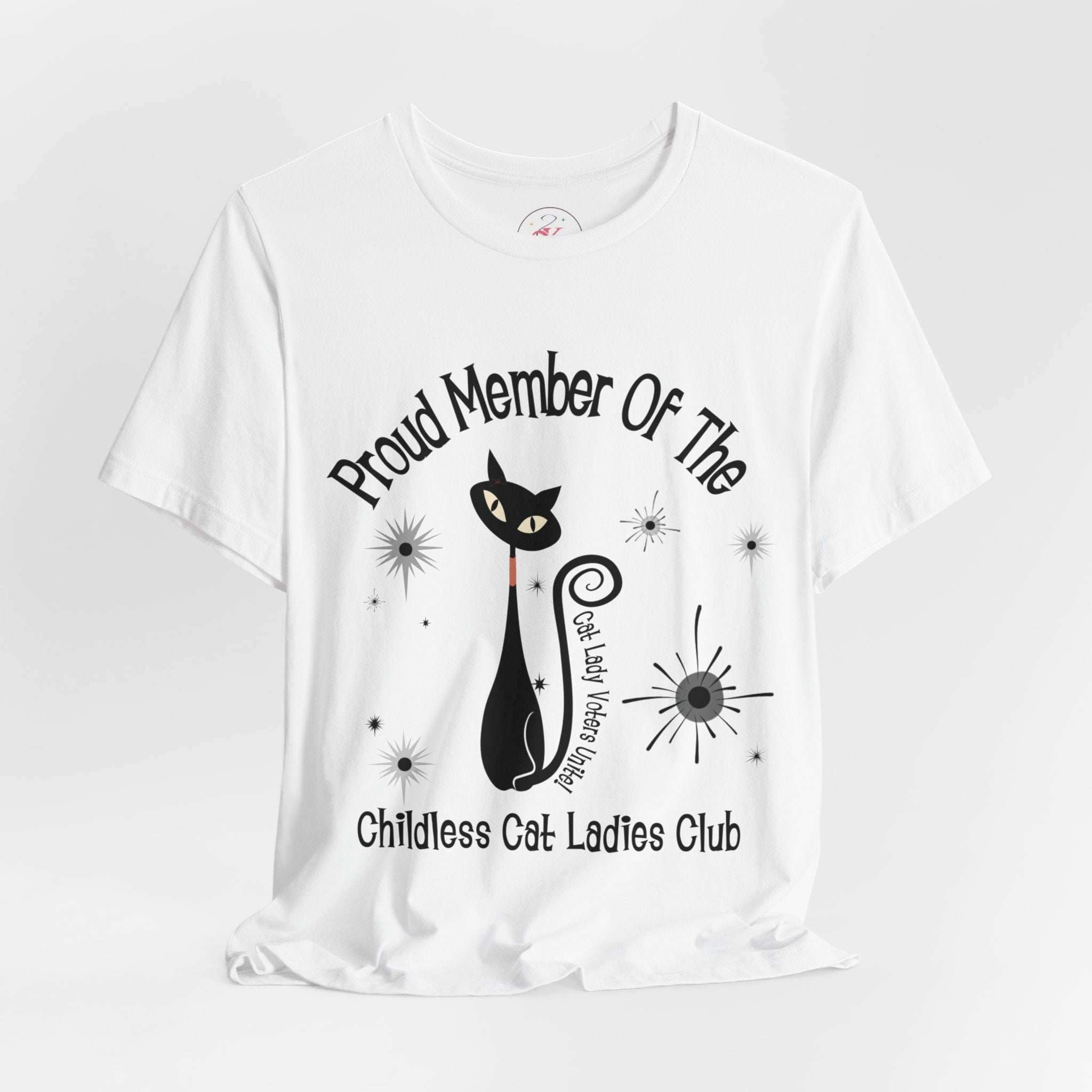 Kate McEnroe New York Proud Member of the Childless Cat Ladies Club T - Shirt, Retro Atomic Kitschy Cat TeeT - Shirt30299128486134139416