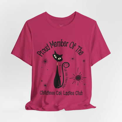 Kate McEnroe New York Proud Member of the Childless Cat Ladies Club T - Shirt, Retro Atomic Kitschy Cat TeeT - Shirt30299128486134139416