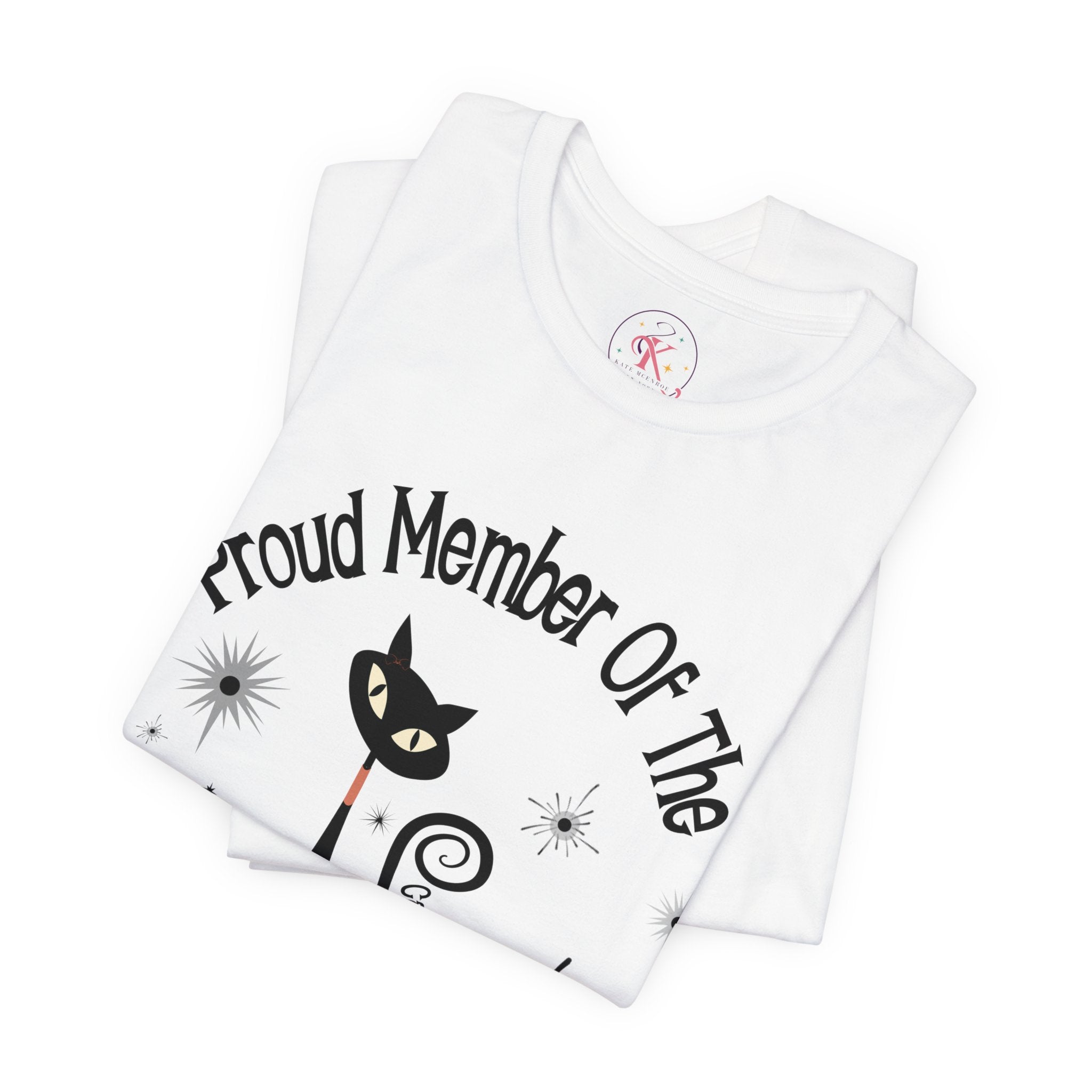 Kate McEnroe New York Proud Member of the Childless Cat Ladies Club T - Shirt, Retro Atomic Kitschy Cat TeeT - Shirt30299128486134139416