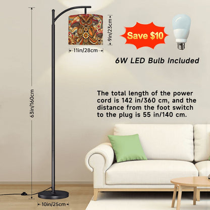 Kate McEnroe New York Psychedelic Owl Arc Floor Lamp Boho 1970s Retro Curved LightingArc Floor Lamps3IiQgWIy28