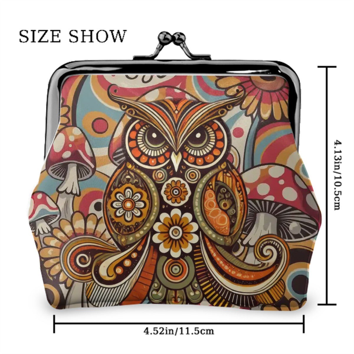 Kate McEnroe New York Psychedelic Owl Coin Purse 1970s Boho Kiss Lock Retro MushroomCoin PursesdGsXBpQIvi