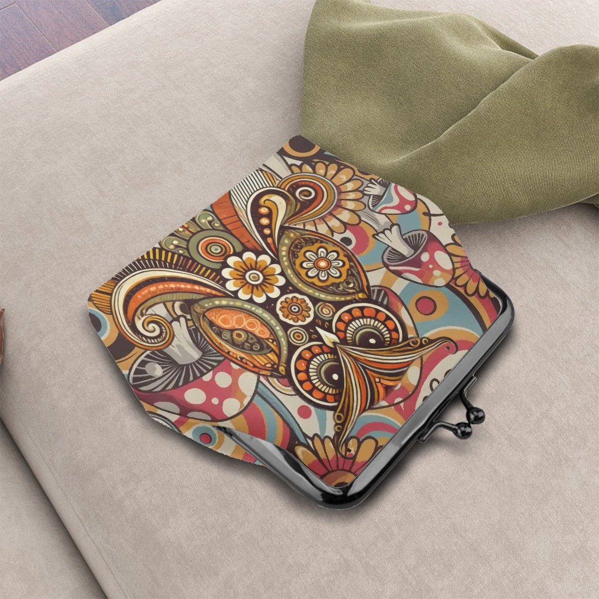 Kate McEnroe New York Psychedelic Owl Coin Purse 1970s Boho Kiss Lock Retro MushroomCoin PursesdGsXBpQIvi