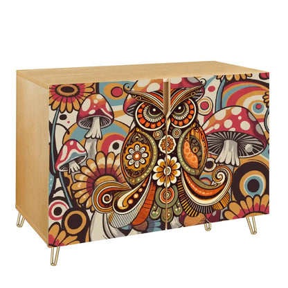 Kate McEnroe New York Psychedelic Owl Credenza Mid Century Modern Boho Mushroom SideboardStorage CabinetsS1PK20KaqC