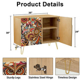 Kate McEnroe New York Psychedelic Owl Credenza Mid Century Modern Boho Mushroom SideboardStorage CabinetsS1PK20KaqC