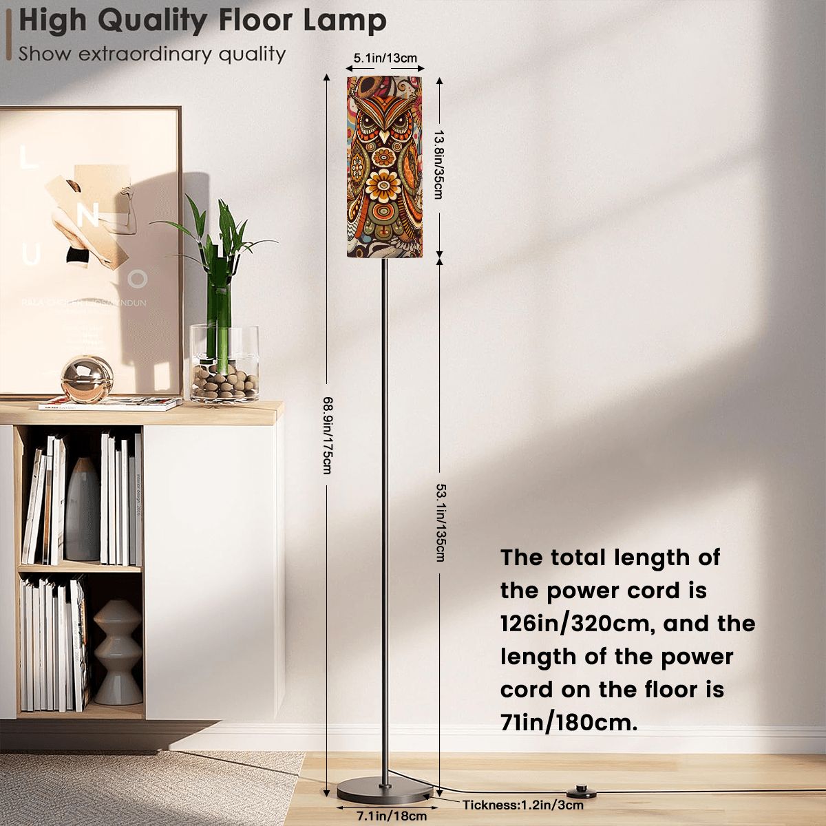Kate McEnroe New York Psychedelic Owl Floor Lamp Boho 1970s Retro Lighting Groovy DesignSlim Floor LampsIp7q4Bvnfm