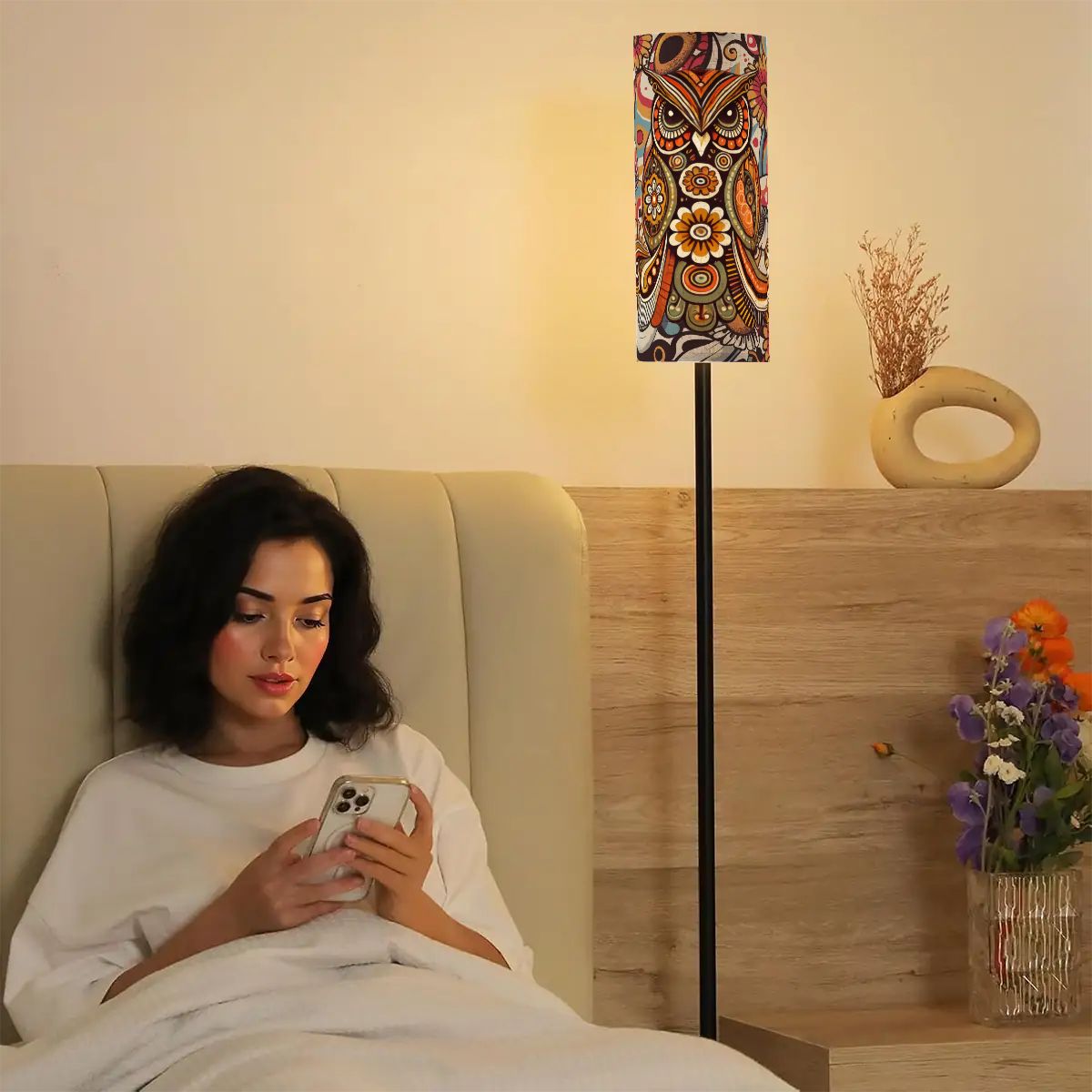 Kate McEnroe New York Psychedelic Owl Floor Lamp Boho 1970s Retro Lighting Groovy DesignSlim Floor LampsIp7q4Bvnfm