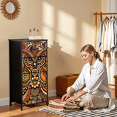 Kate McEnroe New York Psychedelic Owl Mid Century Modern Boho 4 Drawer DresserDressersPClcSTwbWb