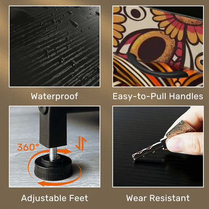 Kate McEnroe New York Psychedelic Owl Mid Century Modern Boho 4 Drawer DresserDressersPClcSTwbWb