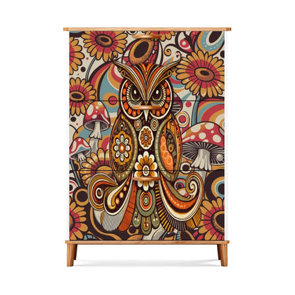 Kate McEnroe New York Psychedelic Owl Shoe Cabinet Boho Storage Mid Century Mushroom RackShoe StorageLNOSRf4eCE