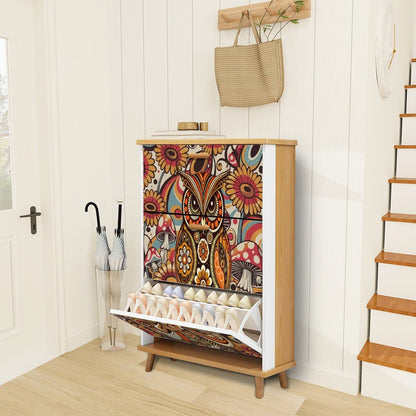 Kate McEnroe New York Psychedelic Owl Shoe Cabinet Boho Storage Mid Century Mushroom RackShoe StorageLNOSRf4eCE