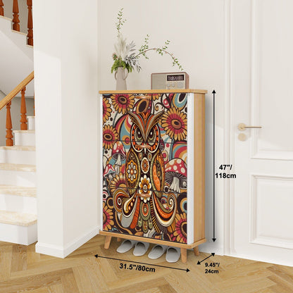 Kate McEnroe New York Psychedelic Owl Shoe Cabinet Boho Storage Mid Century Mushroom RackShoe StorageLNOSRf4eCE