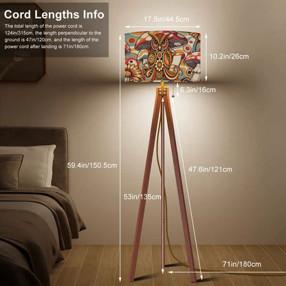 Kate McEnroe New York Psychedelic Owl Tripod Floor Lamp Boho Retro 1970s Mushroom DesignTripod Floor LampsN89wNpUdUw