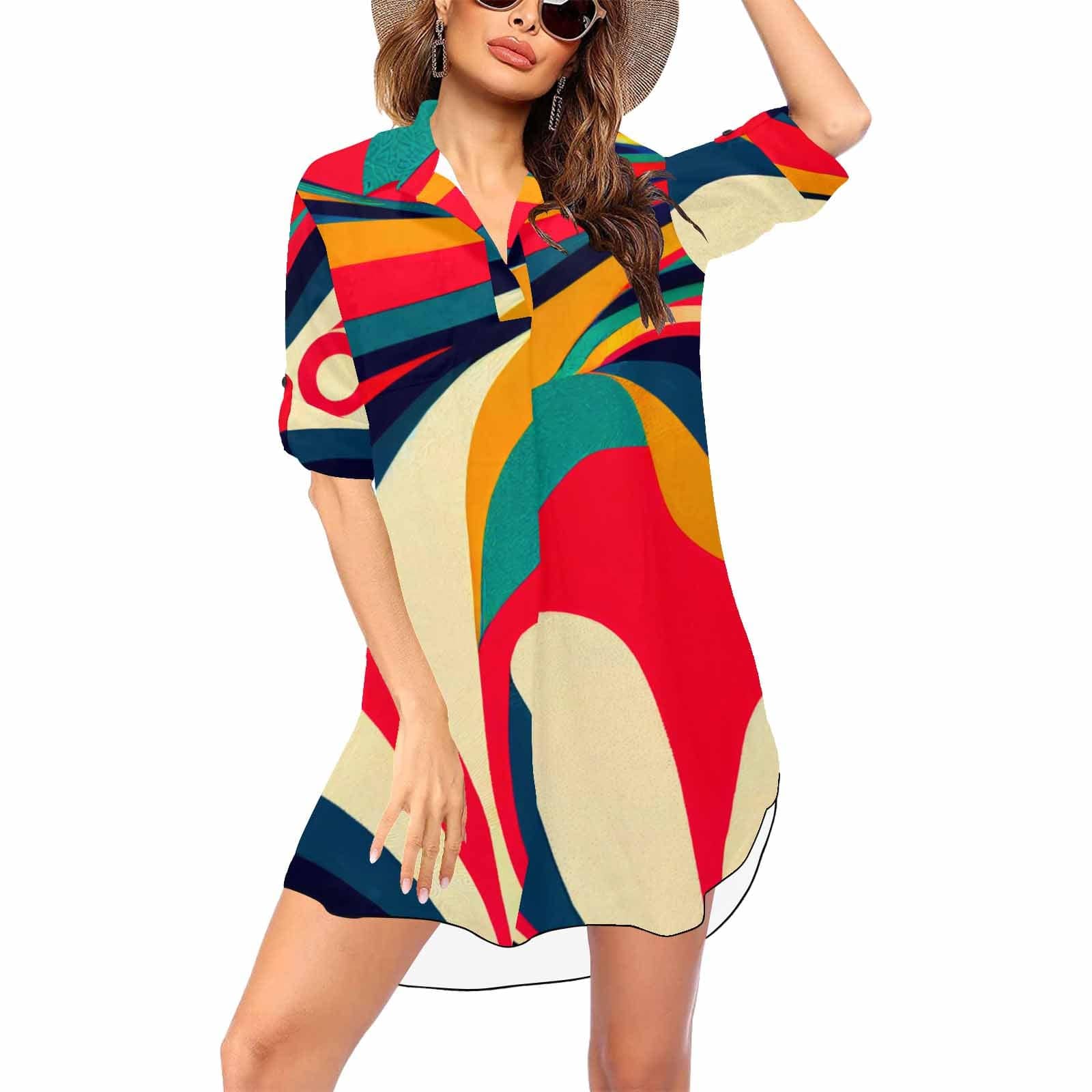 Kate McEnroe New York Psychedelic Retro Shirt Dress Cover UpDressesDG1492395DXH9080D