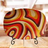 Kate McEnroe New York Psychedelic Retro Swirl Serving Platter, Groovy 70s Mid Century Modern DishServing Platters