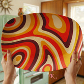 Kate McEnroe New York Psychedelic Retro Swirl Serving Platter, Groovy 70s Mid Century Modern DishServing Platters