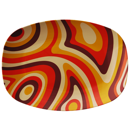 Kate McEnroe New York Psychedelic Retro Swirl Serving Platter, Groovy 70s Mid Century Modern DishServing Platters