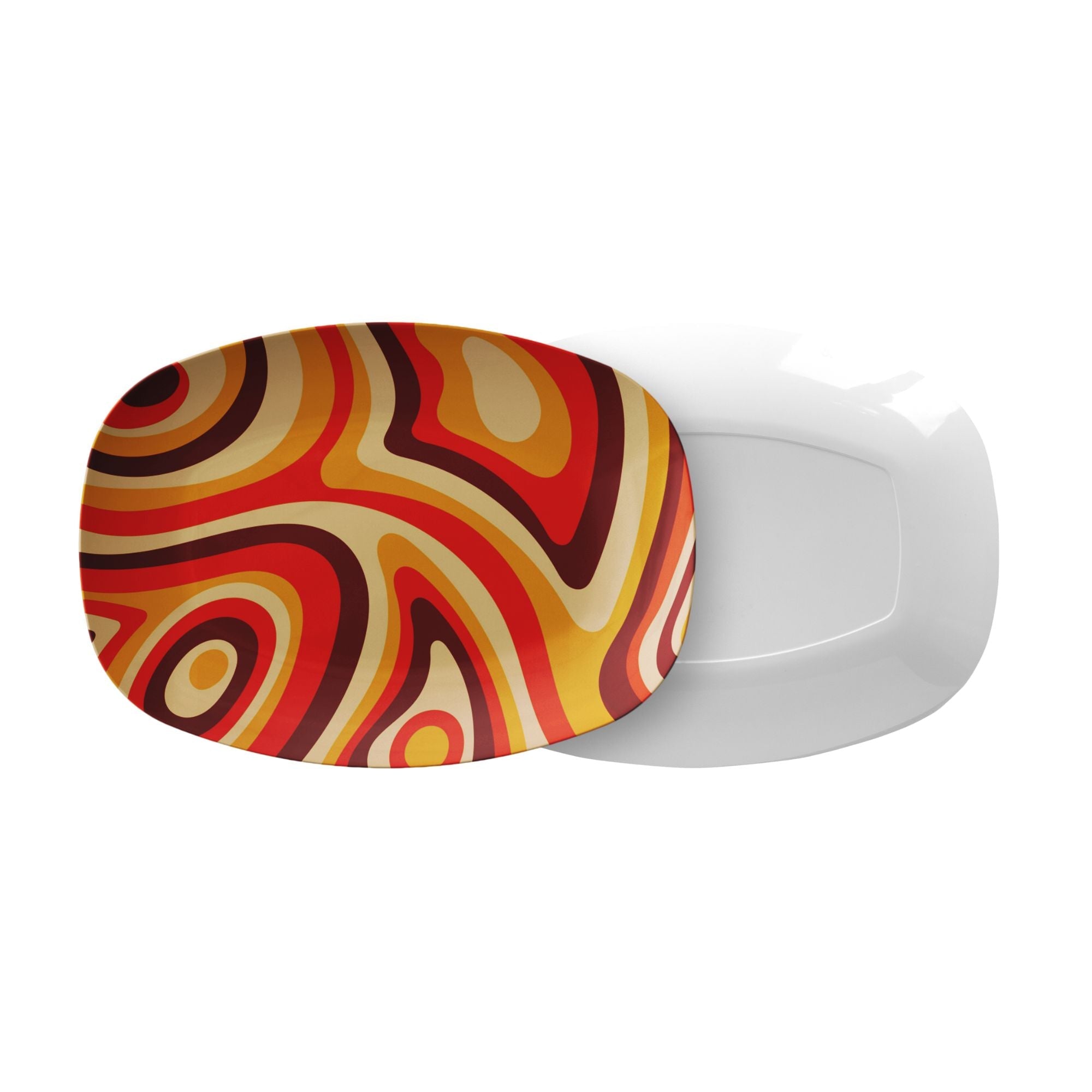 Kate McEnroe New York Psychedelic Retro Swirl Serving Platter, Groovy 70s Mid Century Modern DishServing Platters