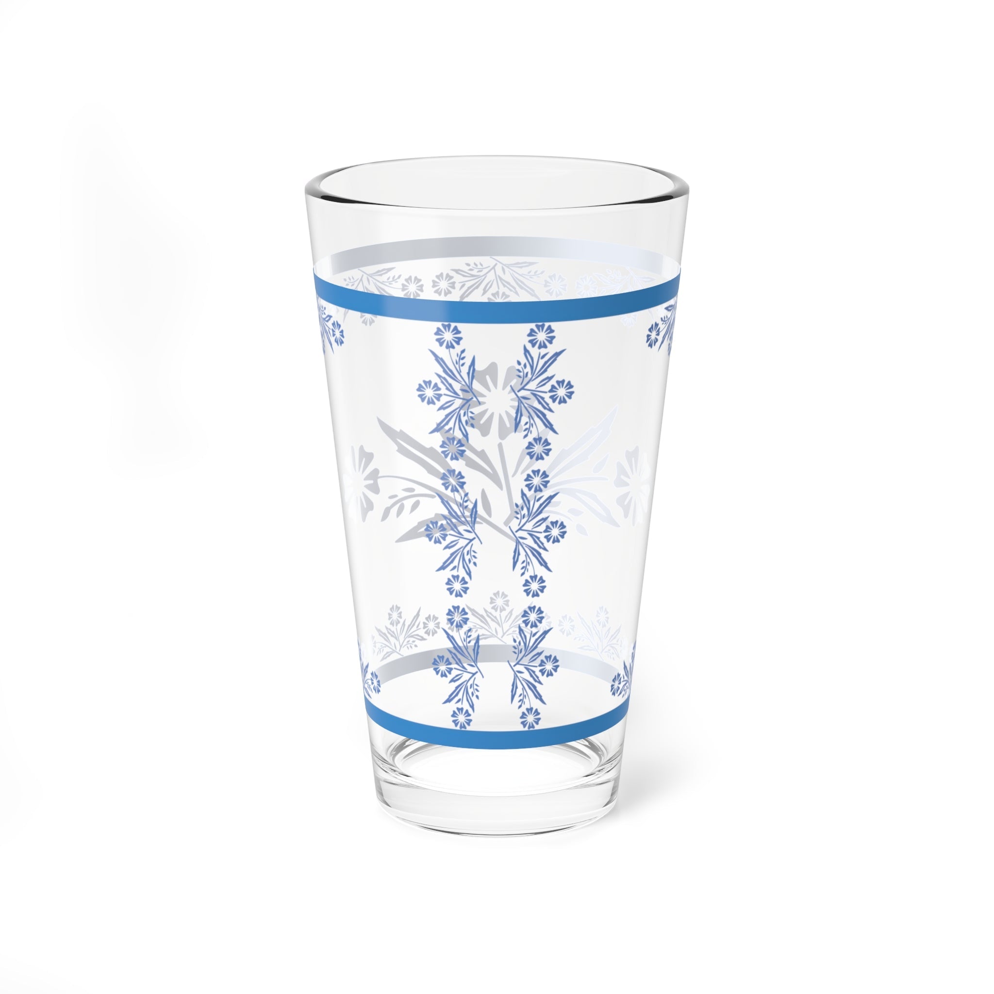 Kate McEnroe New York Pyrex Blue Cornflower Cocktail Pint Glass, Mid - Century Floral Drinkware, Retro Kitchen CollectionPint Glasses26059053727899328231