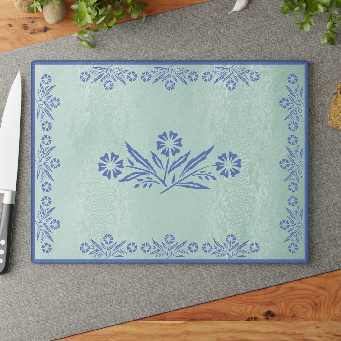 Kate McEnroe New York Pyrex Blue Cornflower Glass Cutting Board, Mid Century Modern Kitchenware, Pyrex Collector Gift, Pyrex Cheese TrayCutting Boards12285114581333685448