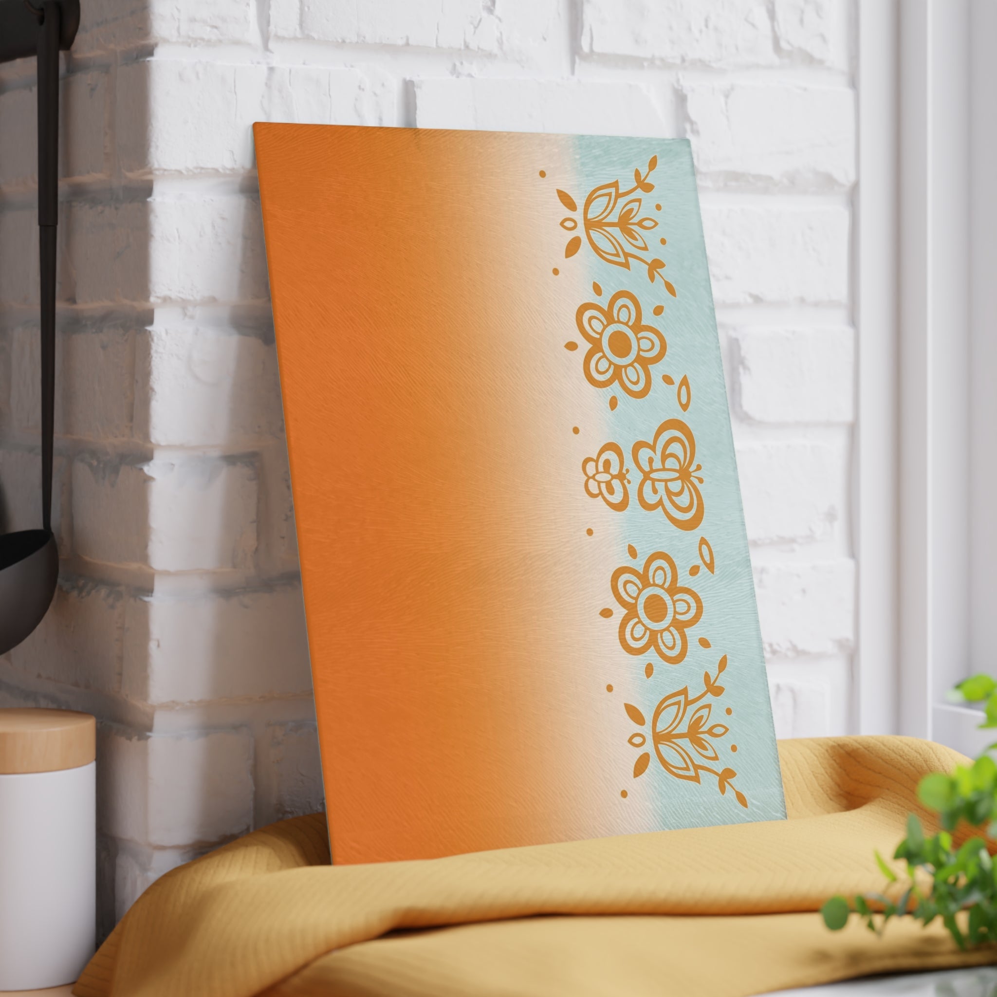 Kate McEnroe New York Pyrex Butterfly Gold Glass Cutting Board, Retro Orange Mint Mid Century Kitchen Decor, Pyrex Lover GiftsCutting Boards88283999079517363724