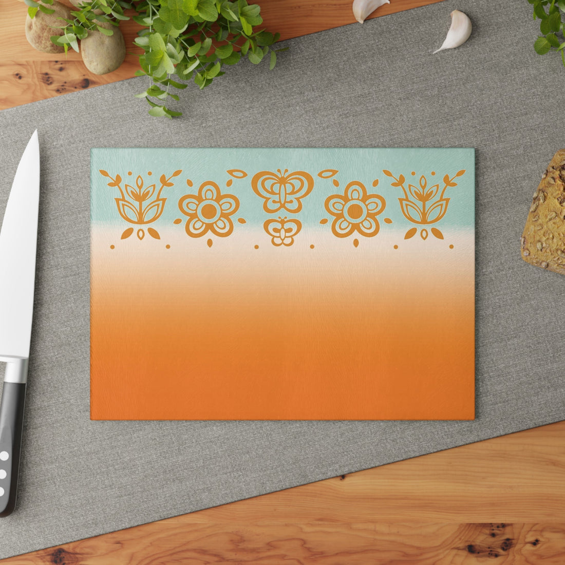 Kate McEnroe New York Pyrex Butterfly Gold Glass Cutting Board, Retro Orange Mint Mid Century Kitchen Decor, Pyrex Lover GiftsCutting Boards88283999079517363724