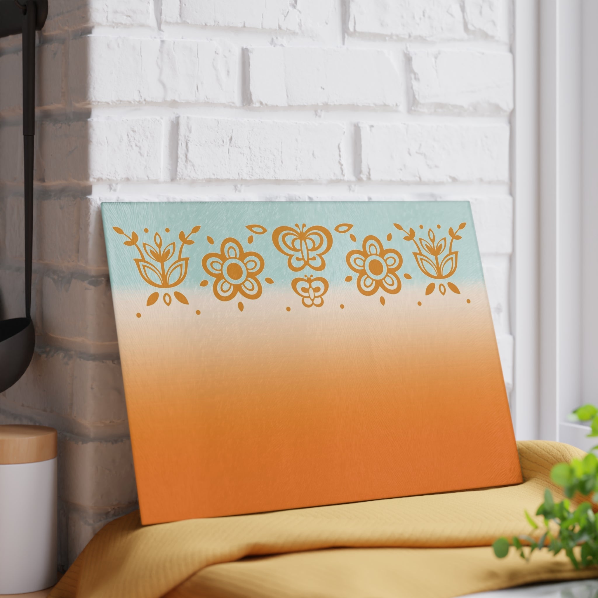 Kate McEnroe New York Pyrex Butterfly Gold Glass Cutting Board, Retro Orange Mint Mid Century Kitchen Decor, Pyrex Lover GiftsCutting Boards88283999079517363724