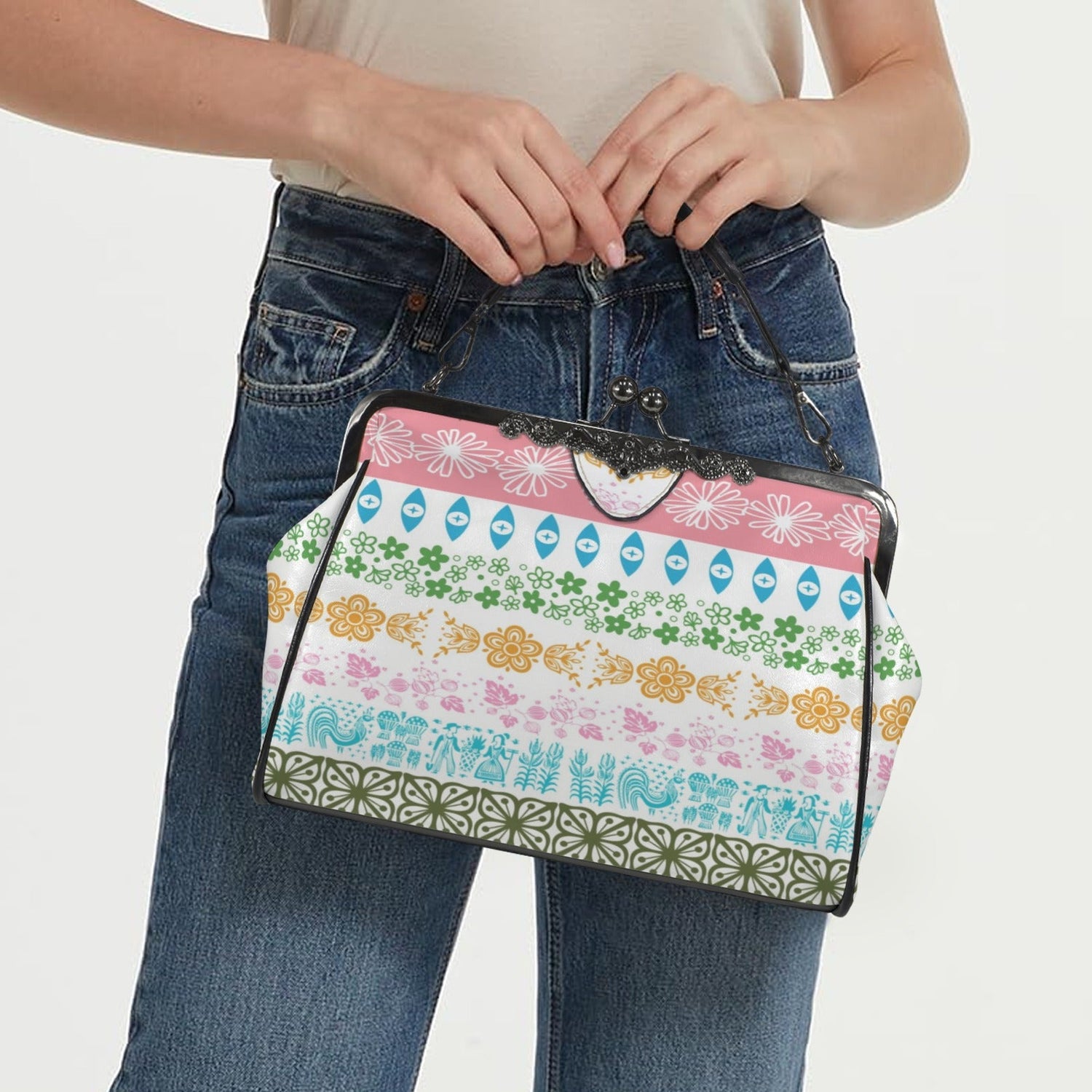 Kate McEnroe New York Pyrex Friendship Inspired Kiss Lock Handbag Retro Kitschy BagCrossbody BagsD3276998