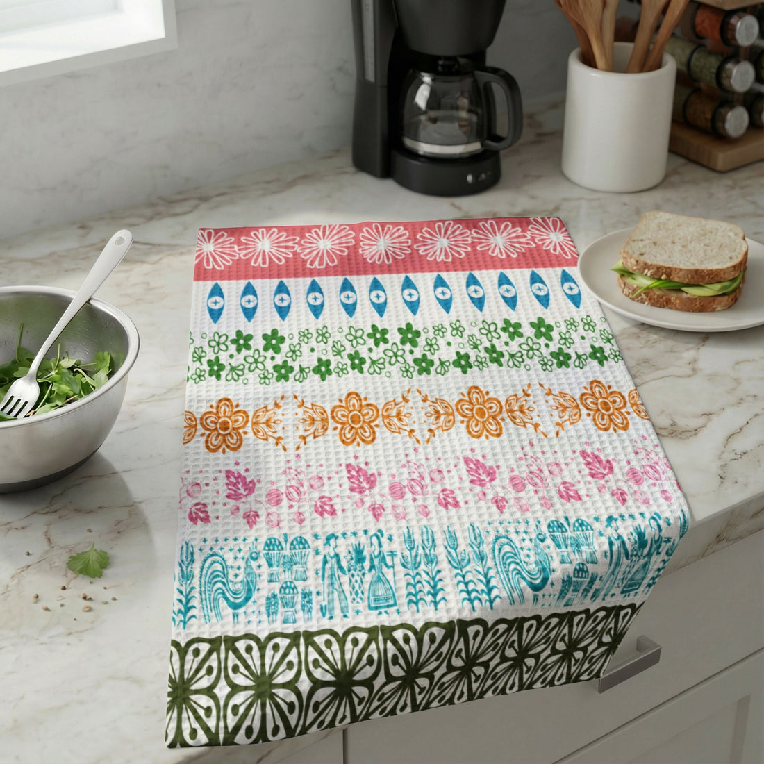Kate McEnroe New York Pyrex Medley Waffle Weave Kitchen Towel, Retro Pyrex Collector GiftKitchen Towels23561742178571434520