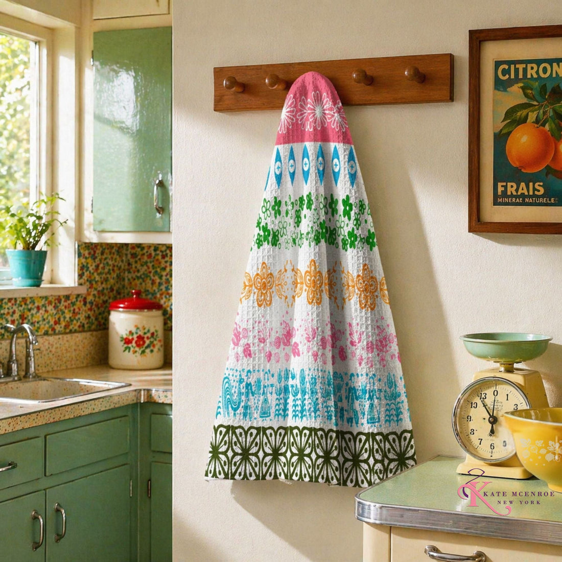 Kate McEnroe New York Pyrex Medley Waffle Weave Kitchen Towel, Retro Pyrex Collector GiftKitchen Towels23561742178571434520