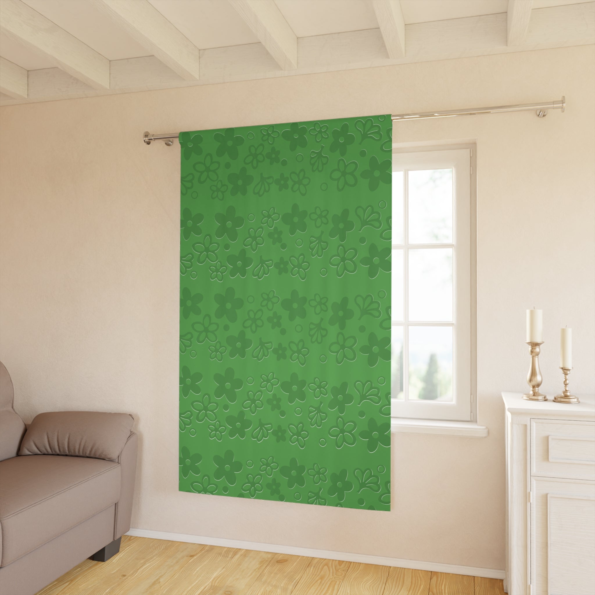 Kate McEnroe New York Pyrex Spring Blossom Green Blackout Curtain, Mid Century Modern Floral Drapery PanelWindow Curtains86449604600940818888