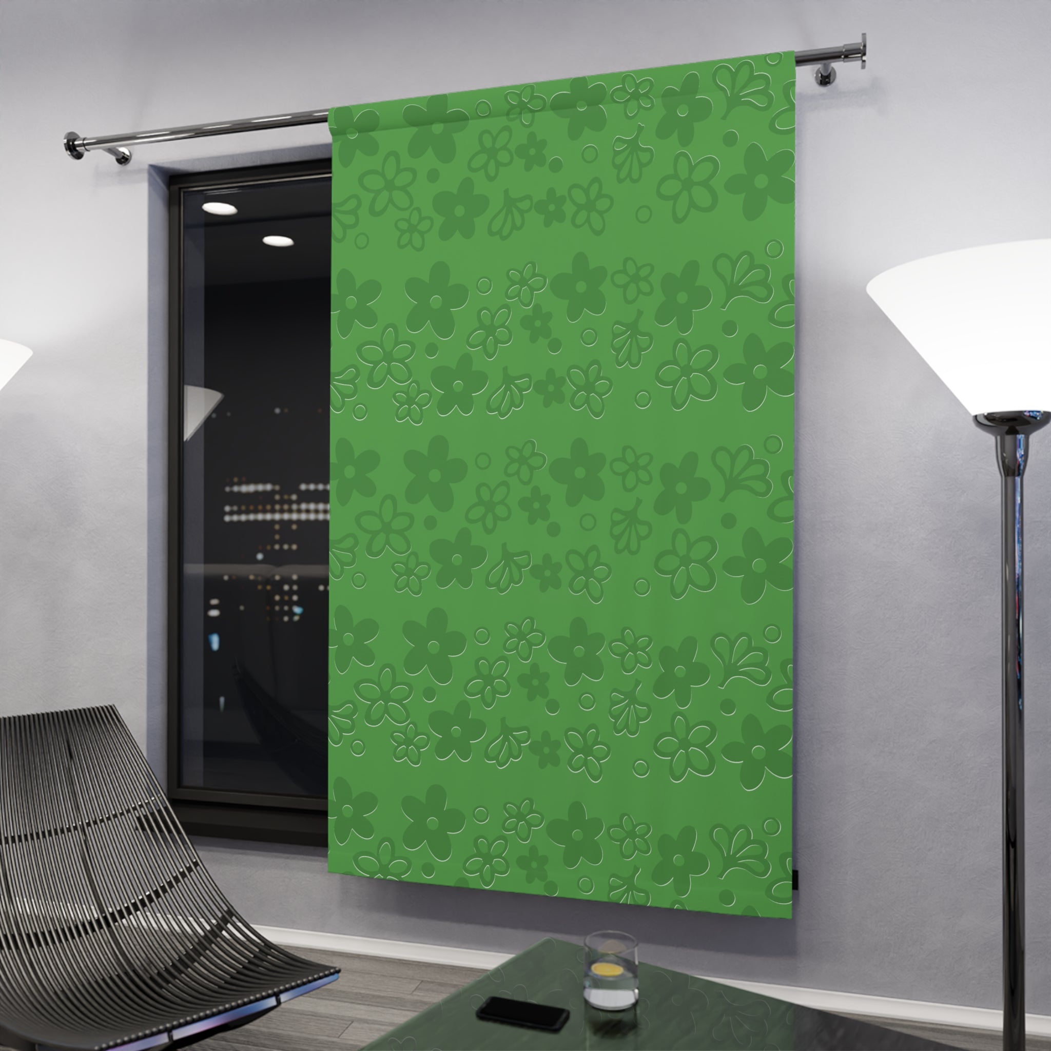 Kate McEnroe New York Pyrex Spring Blossom Green Blackout Curtain, Mid Century Modern Floral Drapery PanelWindow Curtains86449604600940818888