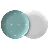 Kate McEnroe New York Retro 1950s Atomic Starburst Aqua Blue Mid Century Modern Dinner PlatePlatesP20 - BLU - STB - 79B2