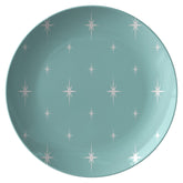 Kate McEnroe New York Retro 1950s Atomic Starburst Aqua Blue Mid Century Modern Dinner PlatePlatesP20 - BLU - STB - 79B4