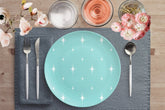 Kate McEnroe New York Retro 1950s Atomic Starburst Aqua Blue Mid Century Modern Dinner PlatePlatesP20 - BLU - STB - 79S