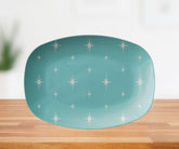 Kate McEnroe New York Retro 1950s Atomic Starburst Aqua Blue Mid Century Modern PlatterServing PlattersP21 - BLU - STB - 79