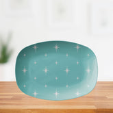 Kate McEnroe New York Retro 1950s Atomic Starburst Aqua Blue Mid Century Modern PlatterServing PlattersP21 - BLU - STB - 79