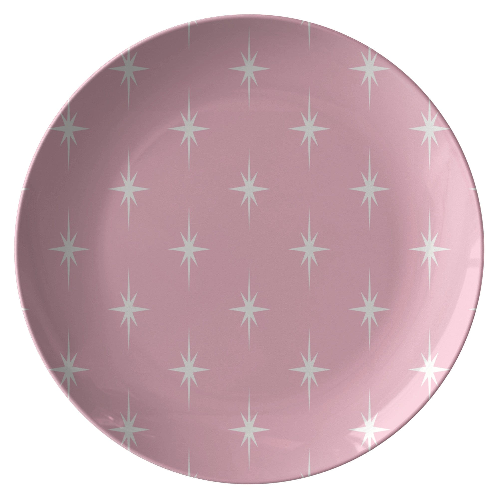 Kate McEnroe New York Retro 1950s Atomic Starburst Pink Mid Century Modern Dinner Plate Plates