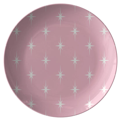 Kate McEnroe New York Retro 1950s Atomic Starburst Pink Mid Century Modern Dinner PlatePlatesP20 - PIN - STB - 79S