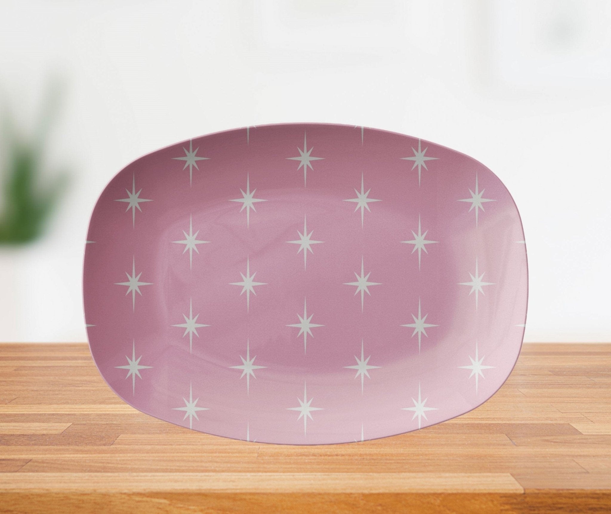 Kate McEnroe New York Retro 1950s Atomic Starburst Pink Mid Century Modern PlatterServing PlattersP21 - PIN - STB - 79