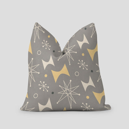 Kate McEnroe New York Retro 1950s Atomic Starburst Throw Pillow with Insert, Mid Century Modern Gray, Mustard Yellow, Sputnik Accent Pillows, Atomic Age DecorThrow Pillows11502155934158690097