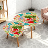Kate McEnroe New York Retro 1950s Christmas Card Coffee Table Set, Mid Century Modern Holiday Nesting Tables, Atomic Starburst Living Room DecorNesting TablesnxOZDLtnXYecz