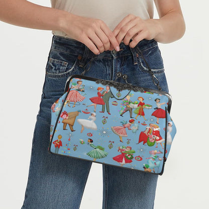 Kate McEnroe New York Retro 1950s Christmas Kisslock Bag Mid Century Holiday PurseCrossbody BagsD3194563