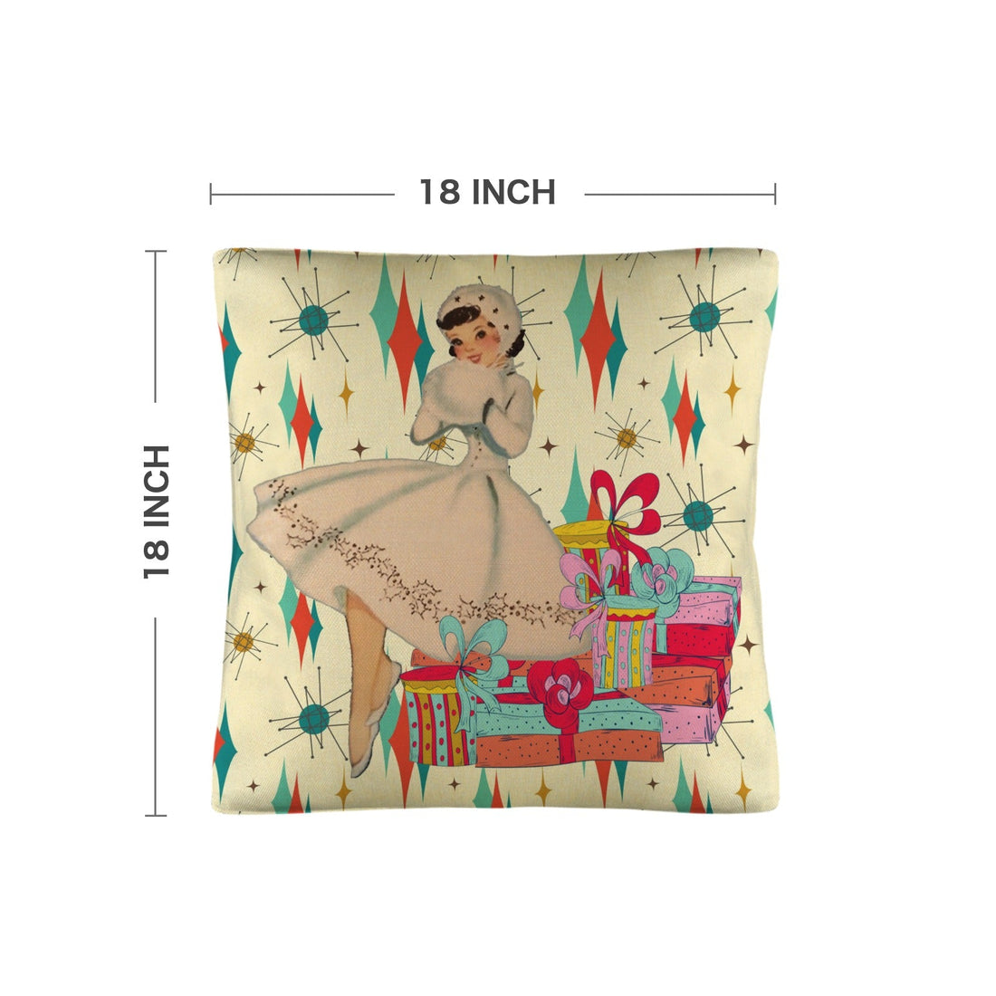 Kate McEnroe New York Retro 1950s Franciscan Diamond Starburst Christmas Decorative Pillow Covers Set of 4Throw Pillow CoversD3231055