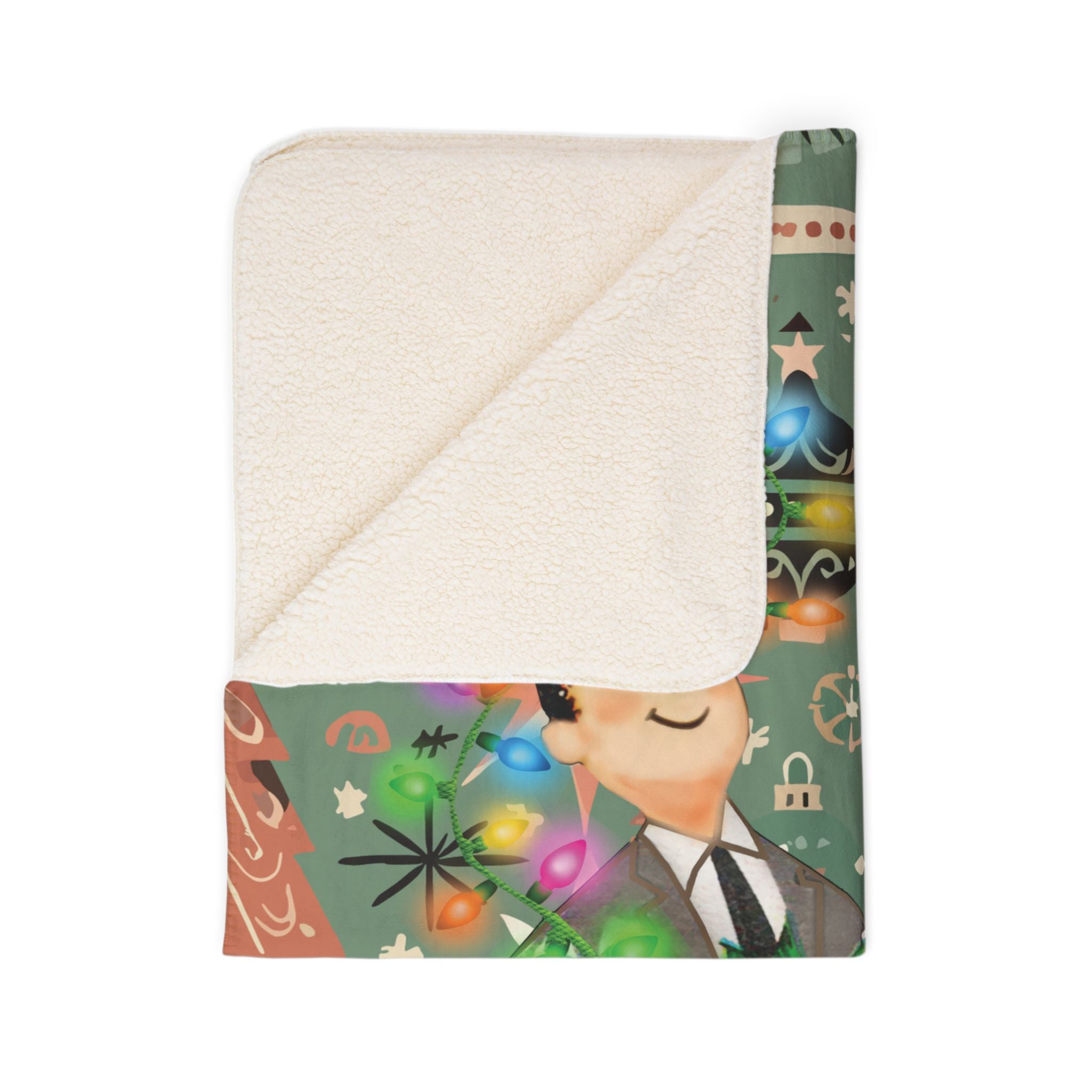 Kate McEnroe New York Retro 1950s Kitsch Christmas Sherpa Fleece Blanket, Mid Century Modern Holiday ThrowBlankets87705526911419797479