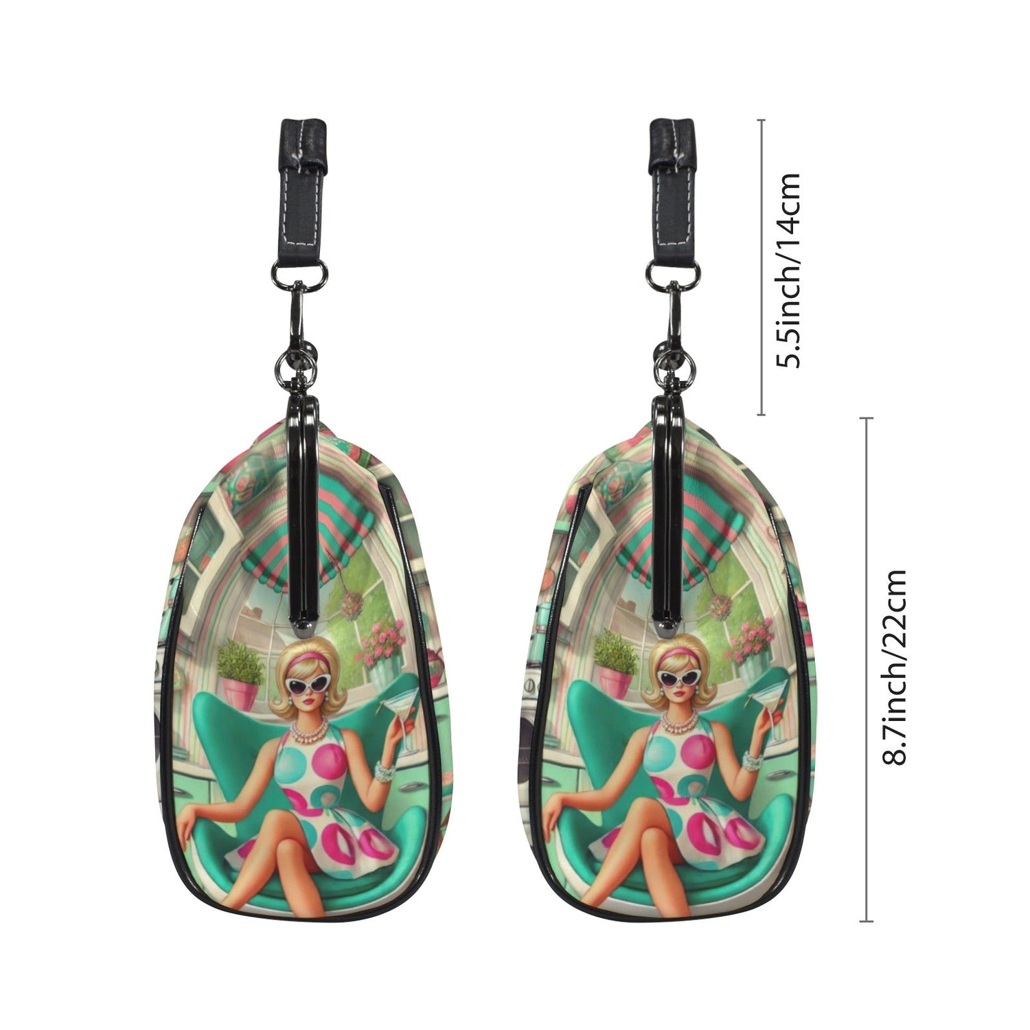 Kate McEnroe New York Retro 1950s Kitschy Housewife Atomic Cat Kiss Lock HandbagCrossbody BagsD3270728