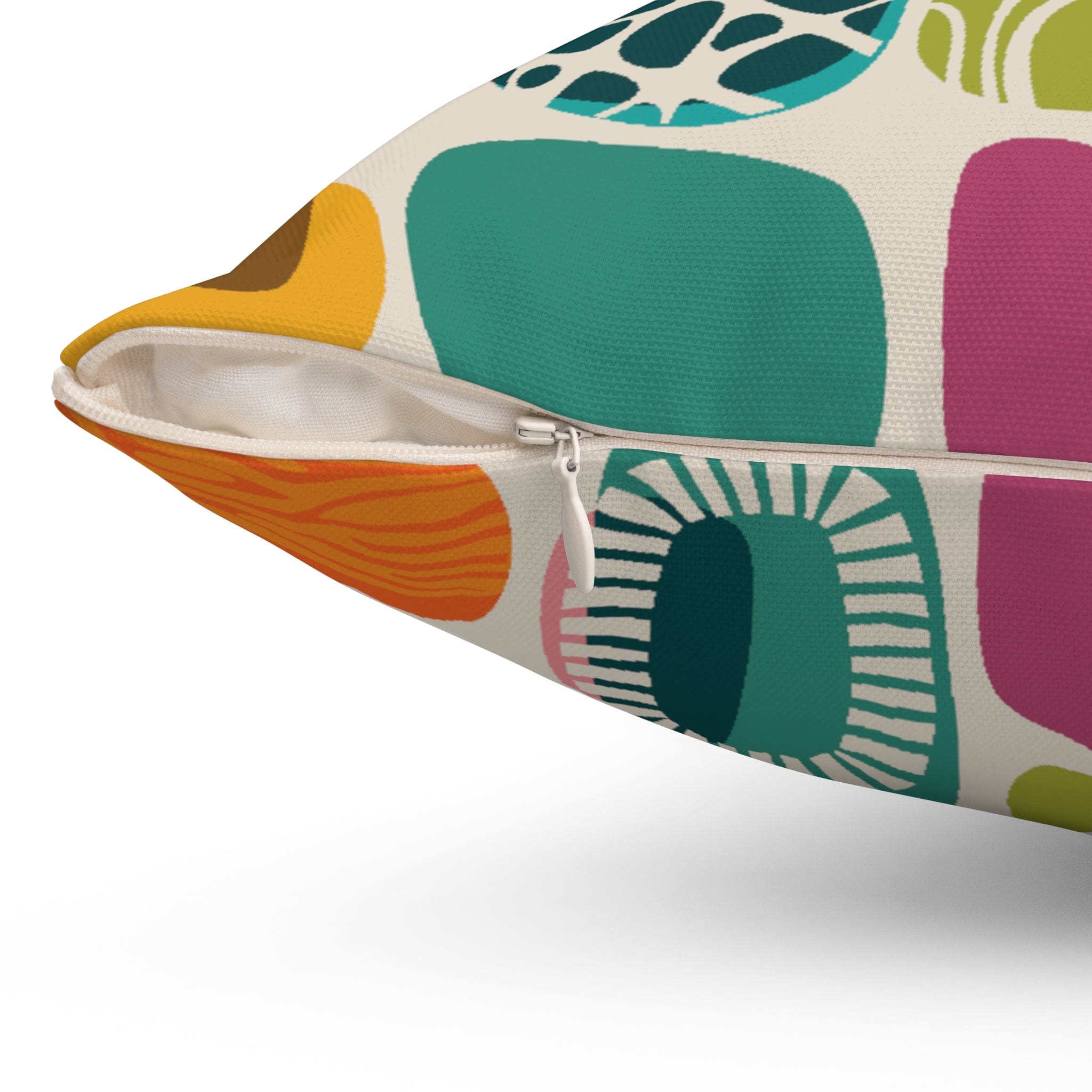 Kate McEnroe New York Retro 1950s Mid Century Modern Amoeba Throw Pillow, Teal, Burnt Orange, Lime Green Geometric Abstract Accent PillowThrow Pillows86945949063333207381